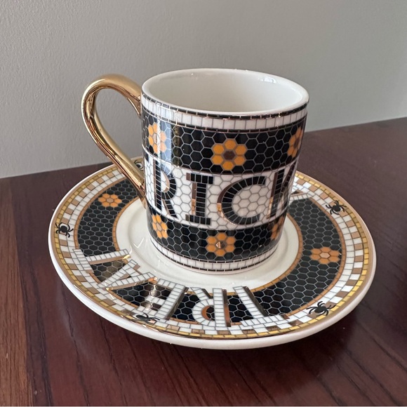 Anthropologie The Bistro Tile Stoneware Espresso Cup: Halloween Edition - Picture 5 of 9